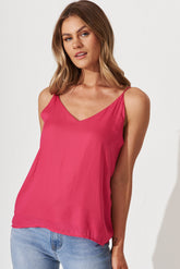 Fuchsia Satin Cami Top